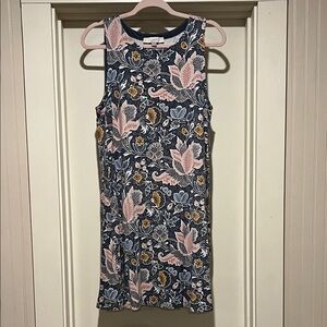 LOFT Gray and Pink Sleeveless Dress